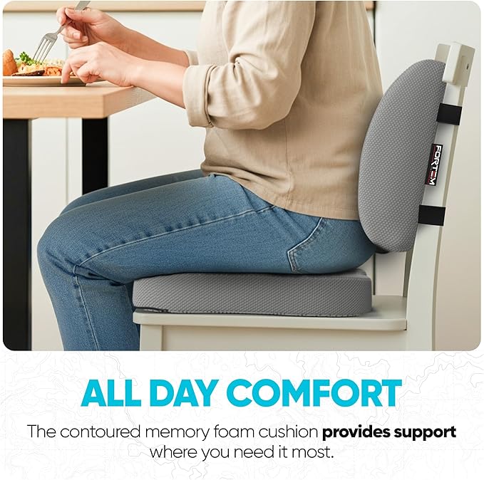 FORTEM Seat Cushion, Office Chair Cushion, Lumbar Support Pillow for Office Chair, Memory Foam Sciatica Coccyx Tailbone Pressure Pain Relief, Car Sitting Pad, Washable Non Slip, XL