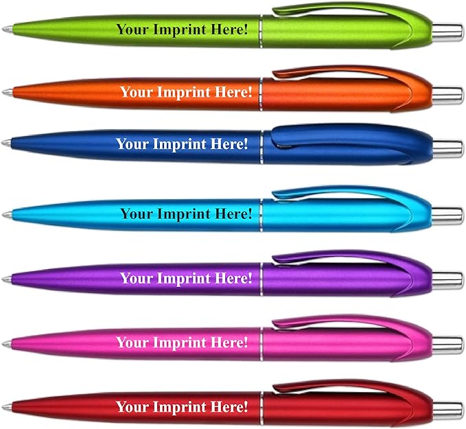 Personalized Ballpoint Pens - Retro -Retractable Click action - Custom - Black writing - Printed Name pens - Imprinted with Your Logo or Message - Personalization - 12 Pens/Box (Orange)