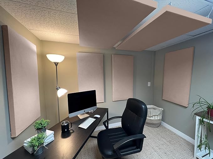ATS Acoustics Home Office Residential Acoustic Treatment Room Kit Sound Absorbing Acoustic Panel 6 Pack for 50-100 Sq Ft (Latte)