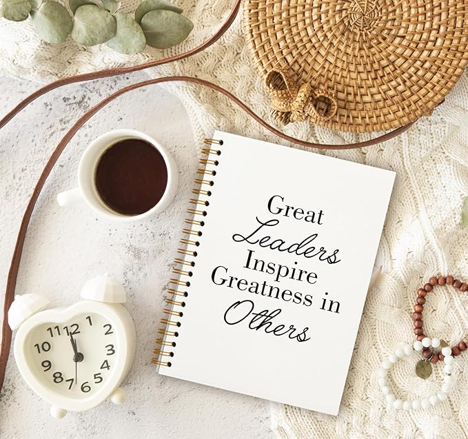 OXW Thank You Gifts for Leader, Meeting Notebook for Work, Appreciation Gift for Boss Manager Mentor, Office Supplies Leadership Gifts, White College Ruled Hardcover Spiral Notebook 5.5 x 8.3