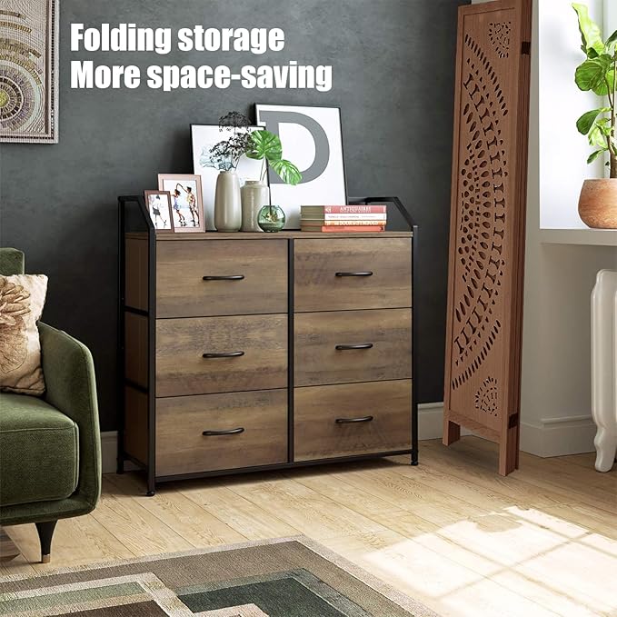 ALeesing 6 Panel Wood Room Divider Fully Assembled, Decorative Room Dividers and Folding Screens, 5.6Ft Room Divider Screen Freestanding Partition Wall Dividers for Home Bedroom Office, Dark Brown