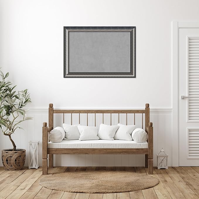 Amanti Art Silver Framed Magnetic Board 30x42 Large Vision Board for use with Magnets, 100% Metal Sheet to Display Items as Office Decor or for Home Organization in mudroom, Kitchen or Kids Room