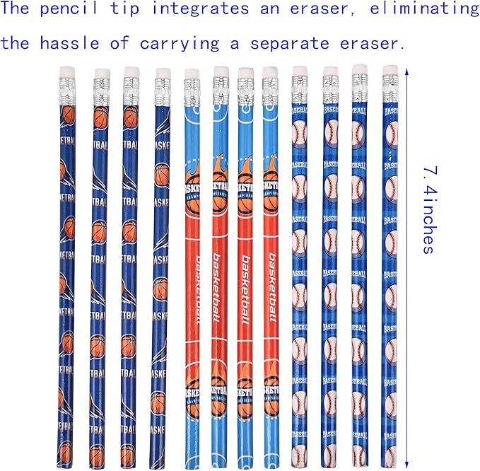 Jsehchya 72PCS Corlorful Wooden Football Pattern Cased Pencils for Kids Bulk with Erasers, Fun Cute for School,Drawing,Gift (pattern, 72)