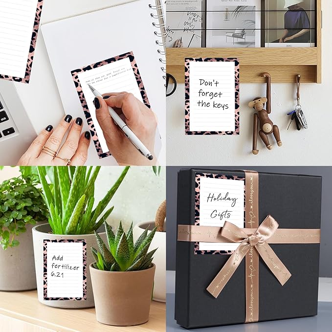 SXboxing Sticky Notes 4X6 Inches, 2 Pack Large Cute Self-Stick Pads, Bright Funny Memo Pads Easy to Stick for Home, Office Beautiful Leopard