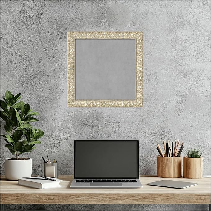 Amanti Art Silver Framed Magnetic Board 14x14 X-Small Vision Board for use with Magnets, 100% Metal Sheet to Display Items as Office Decor or for Home Organization in mudroom, Kitchen or Kids Room