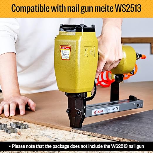 meite Corrugated Fasteners MC114 25 Gauge 1-Inch Crown 1/4-Inch Length Staples Corrugated W Fasteners for Pneumatic Corrugated Tools, for Woodworking Projects (2,000 Counts/Box)