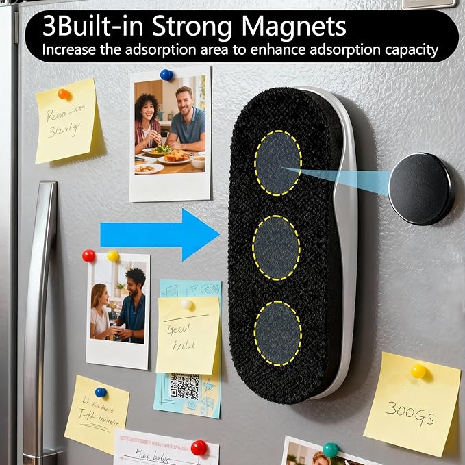 KIZZBY Magnetic Dry Erase Eraser - Whiteboard Erasers for Glass Board, 2 Pack Dry Erase Board Eraser with Strong Magnet for School, Office, Home (Gray)