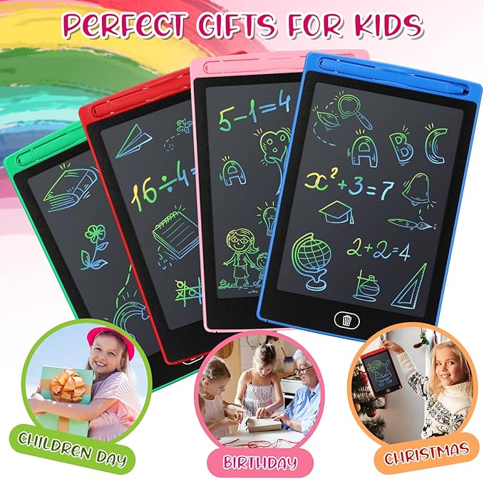 Zhehao 20 Pack LCD Writing Tablet for Kids: 8.5 Inch Colorful Drawing Doodle Boards - Reusable Erasable Doodle Board Educational Learning Toys Gifts for Toddlers Ages 3-8 Party Favors(Vibrant,Classic)