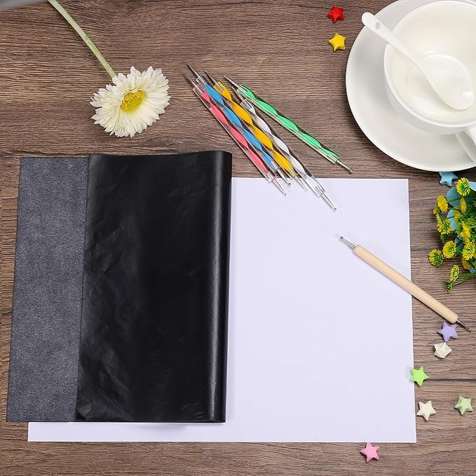 PATIKIL Carbon Paper, 50 Sheet A4 Graphite Transfer Tracing Copy Paper for Tracing Drawing Writing on Wooden Canvas Paper 8.3" x 11.7" Black