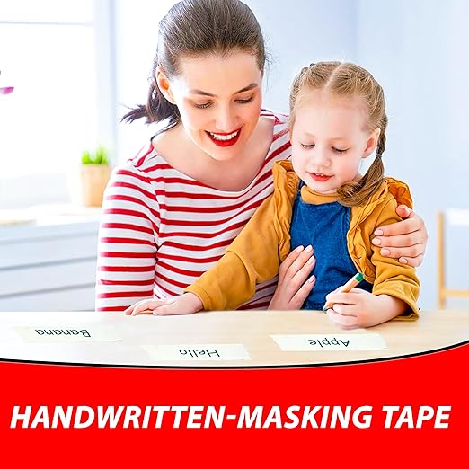 MCOTOP Wide Masking Tape (0.79In x 55YD x 2 Rolls -Beige White), 330FT Total, Strong Adhesive, for Home, Office, School Stationery, Painting, Labeling, DIY Crafts Arts Use,General Purpose Tape