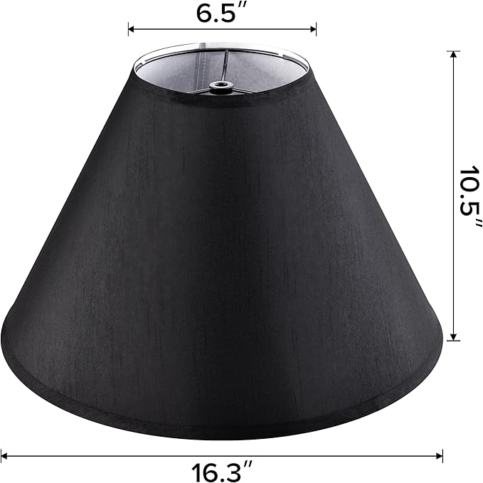 GO&SO Set of 2 Black Lamp Shade Fabric Large Lampshades,Barrel Lamp Shades 6.5 x 16.3 x 10.5 inch,Replacement Lamps Shades for Table Lamps,Floor Lamps,Spider Lamp Cover Handcrafted, Assembly Required