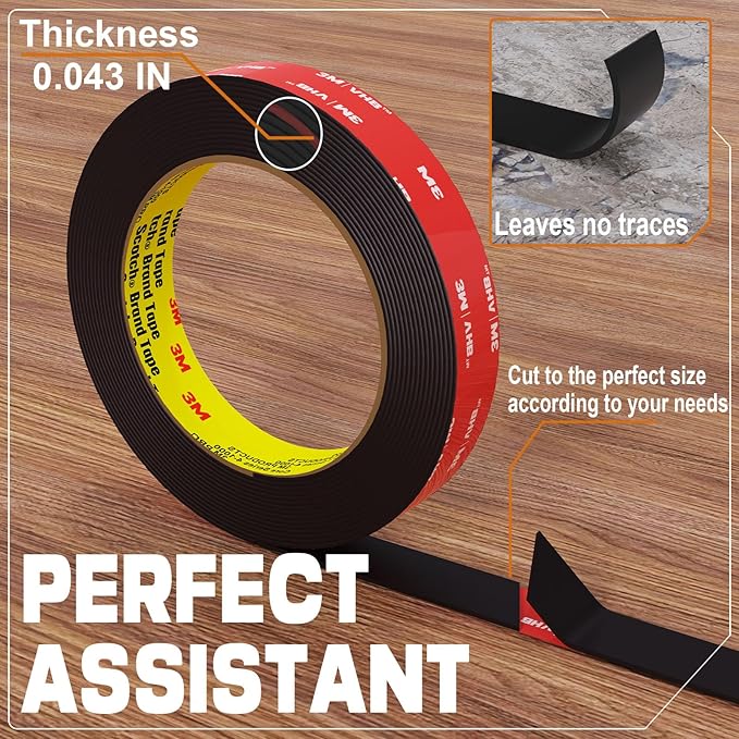 3M Double Sided Tape Heavy Duty 16.5FT,Double Sided mounting Tape for Walls,3M vhb Strong Double Sided Tape Heavy Duty for Car, LED Strip Light, Home/Office Decor