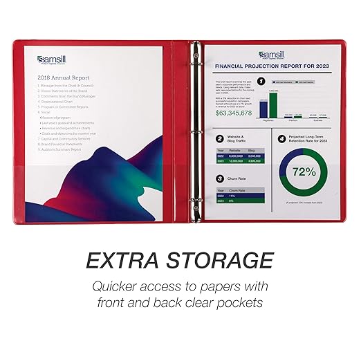 Samsill 0.5 Inch 3 Ring Binders, Made in USA, Economy Round Ring, Clear View Cover, 100 Sheet Capacity - for School, Home, Office - Red, 12 Pack