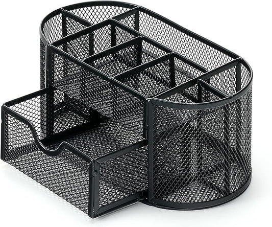 PAKASEPT Desk Organizers, Mesh Desk Organizer Caddy Supplies with Compartments, Makeup Marker Desktop Storage for Office School Home Supplies Teacher Students