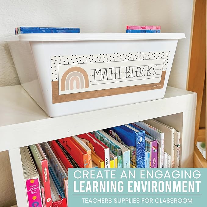 Desk Name Tags for Classroom -25 Student Name Plates for Classroom Kindergarten, Preschool, 1st, 2nd & 3rd Grade, 9x3 Teacher Nameplates for Student Desks & Cubbies, Boho Nametags