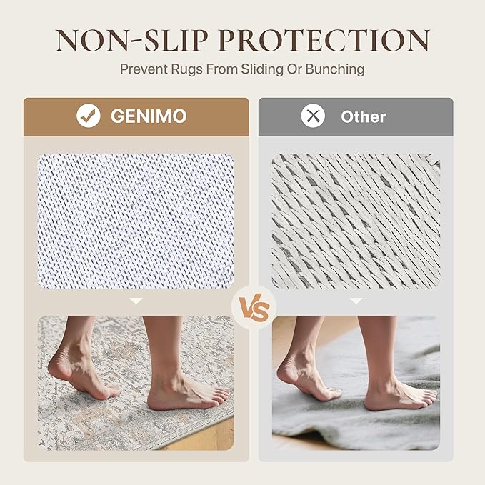 GENIMO Runner Rug 2'6"x8 Machine Washable Non Slip Vintage Hallway Runner Rug, Low Pile Lightweight Rugs for Indoor Entryway, Hallway, Kitchen and Corridor