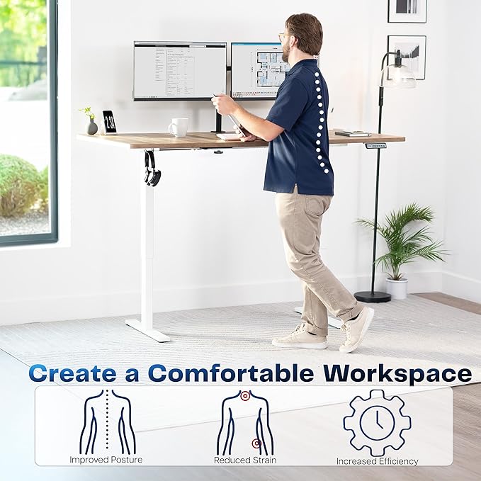 VIVO Electric 71 x 36 in Standing Desk, Memory Height Adjustment, 1B Series, Holds 220 lbs, Reclaimed Wood Top White Frame, DESK-KIT-1W7P-36