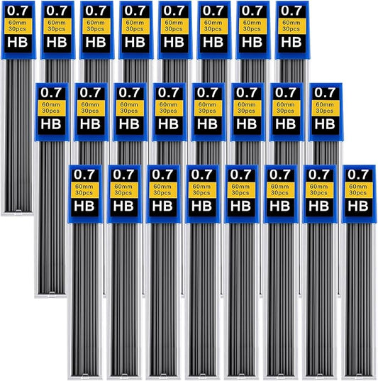 720 pcs 0.7 mm Lead Refills, Mechanical Pencil Lead HB, Break Resistant Pencil Refills, Black, 24 Tubes, 30 Pieces per Tube