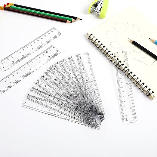 150 Pcs 6 Inch Ruler Clear Plastic Rulers Bulk for Classroom Flexible Small Straight Rulers with Inches and Centimeters Transparent Ruler First Day of School Gift for Students Back to School Office