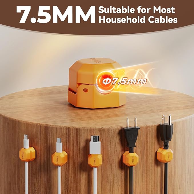 12 Pack Rotatable Cable Clips,Spring Cord Organizer Desk Cable Management Cord Holder Adhesive Phone Charger Cord Clips for Home Office Car Wall Nightstand Accessories Orange