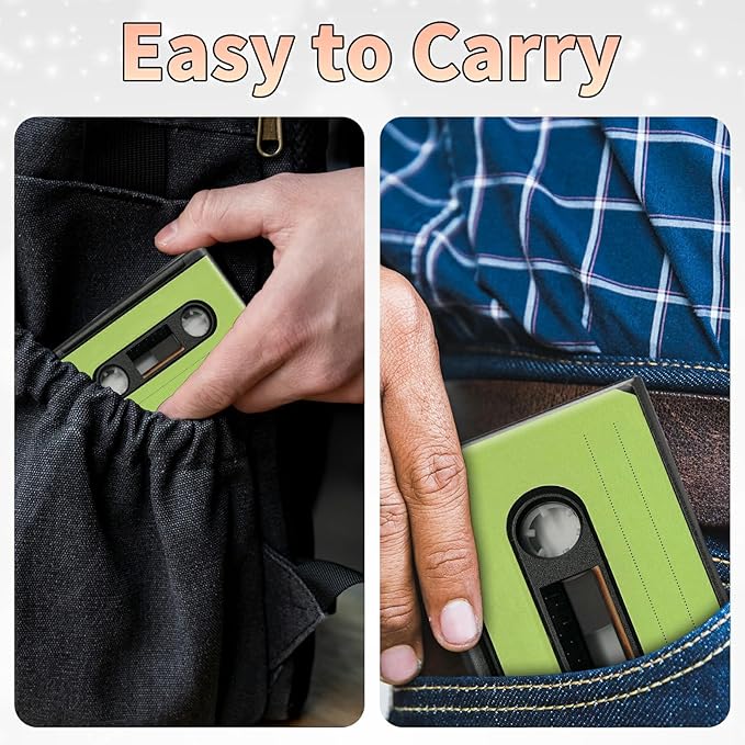 BWEGRHE Slim Credit Card Holder, Green Tape Cassette RFID Blocking Metal Wallet for Men & Women, Aluminum Minimalist Hard Case Pocket-Sized Business Cards Organizer (Fits Up to 10 Cards)