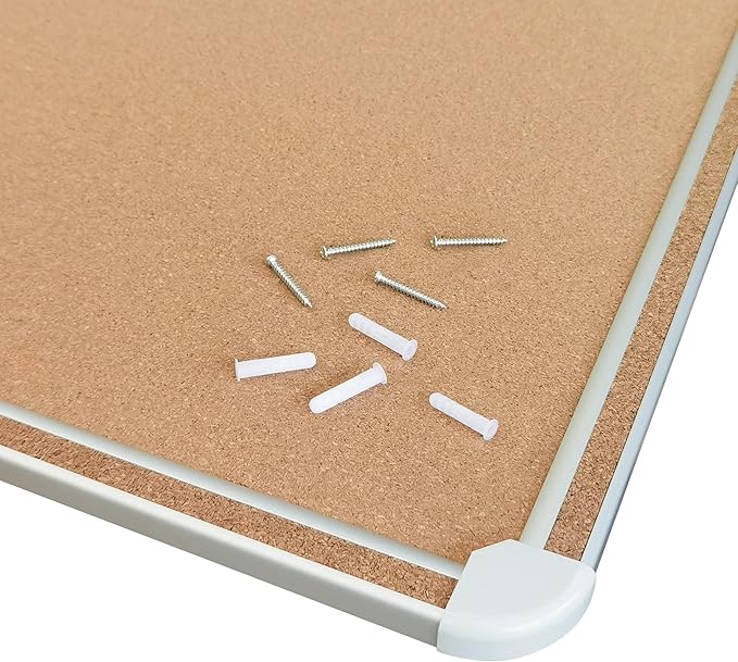 Cork Bulletin Board, 48 X 32 Inches Cork Strip Frame Message Vision Board, Large Wall Mounted Notice Memo Pin Board with 28 Push Pins