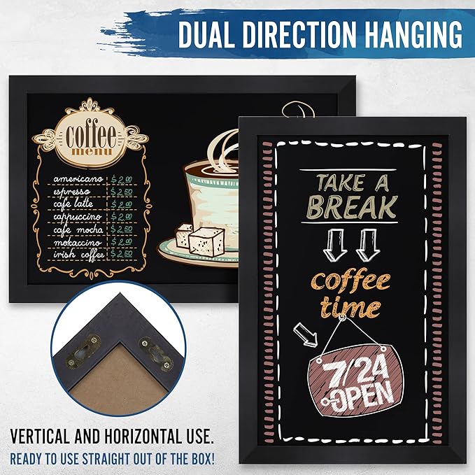 HBCY Creations Rustic Black Magnetic Wall Chalkboard, Extra Large Size 24" x 36", Framed Decorative Chalkboard - Great for Kitchen Decor, Weddings, Restaurant Menus and More! (24" x 36")