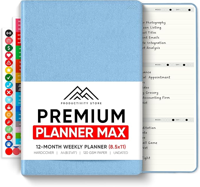 Undated, 2026 Planner, 8.5" x 11" - The #1 Productivity Planner to Achieve Your 2026 Goals - Planner 2026-2027 by PRODUCTIVITY STORE (A4, BLUE)