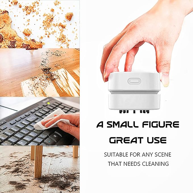 TRZLIFE Desk Vacuum Cleaner, Rechargeable and Durable Mini Desktop Vacuum with Bonus Accessories Desk Cleaner Sucks Tiny Items and Crumbs from Desktop Drawer Countertop Ideal as a Valentine's Day gift