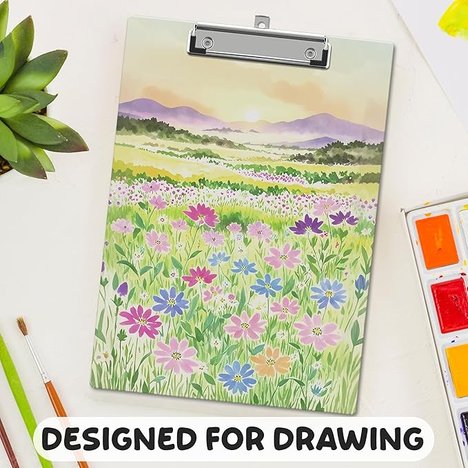 APIILVPQ Wild Flower Clipboard, Colorful Clipboards with Low Profile Clip for Office School Use, Floral Gifts Wooden Clip Boards for Nurses Teachers Students - B06