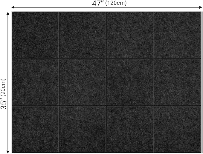 AKTOP Black Cork Bulletin Board 47"x35", 12 Pack Removable Felt Cork Board Tiles for Wall, Large 48 x 36 Bulletin Board Notice Pin Board for Office, School & Home, 48 Safe Adhesive Tabs, 20 Pushpins