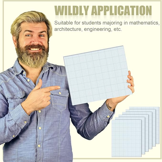 Ctosree 6 Pcs 8.5 x 11 Quadrille Pads 10 Squares Per Graph Paper Pad Back to School Engineer Grid Paper Pad for School Supplies 50 Sheets/Pack