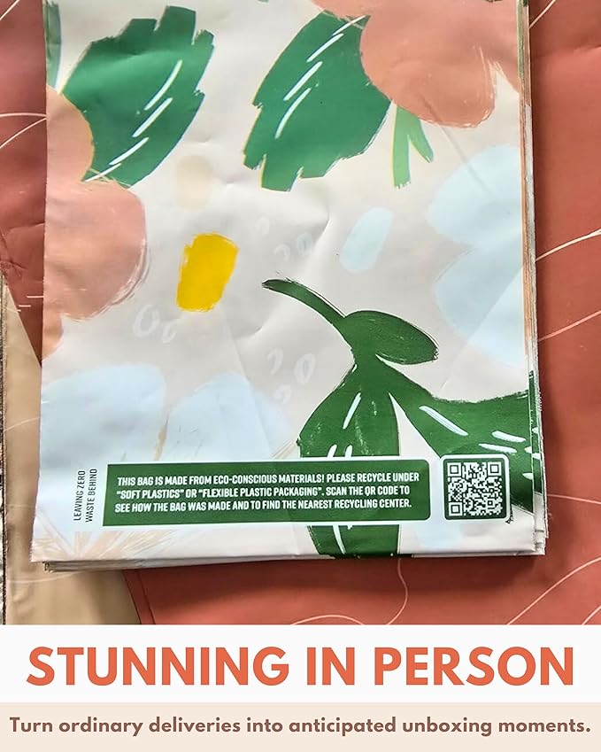 Poly Mailers 6 x 9 Inch - 100 pack Biodegradable Shipping Bags for Stationery and Small Accessories - Impack Self-Seal Waterproof Thick Mailing Envelope for Small Items - Pastel Petals