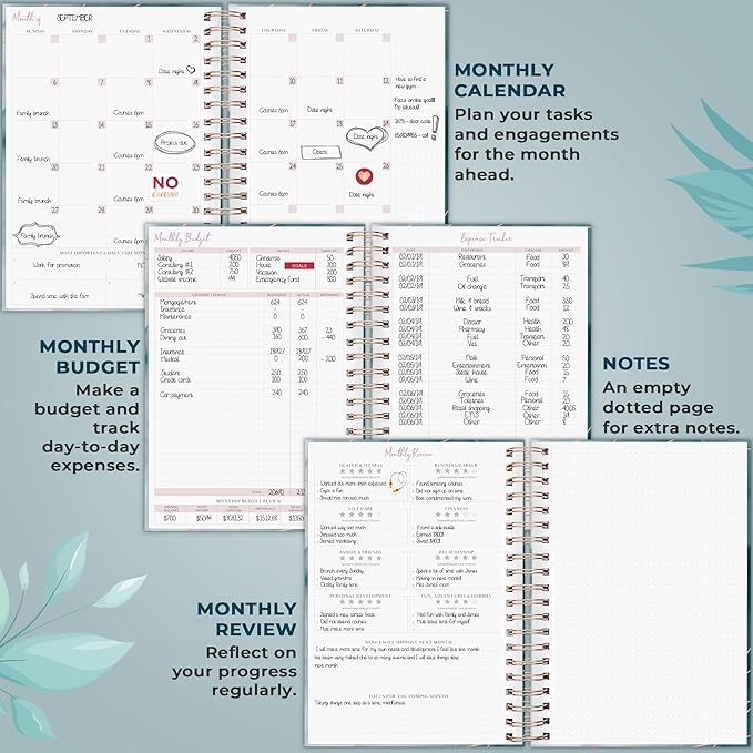 PLANBERRY Large Hourly Schedule Planner Premium – Undated Organizer for Productivity, Time Management & Budget, 8x10.4″ (Ocean Depths)