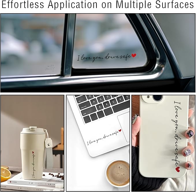 8PCS Car Stickers,I Love You Drive Safe Mirror Sticker,Cars Decals,Car Accessories Waterproof Vinyl Rearview Mirror Decal Decor,Cute Auto Stickers&Decals for Women Christmas Birthday Gift for Her/Him