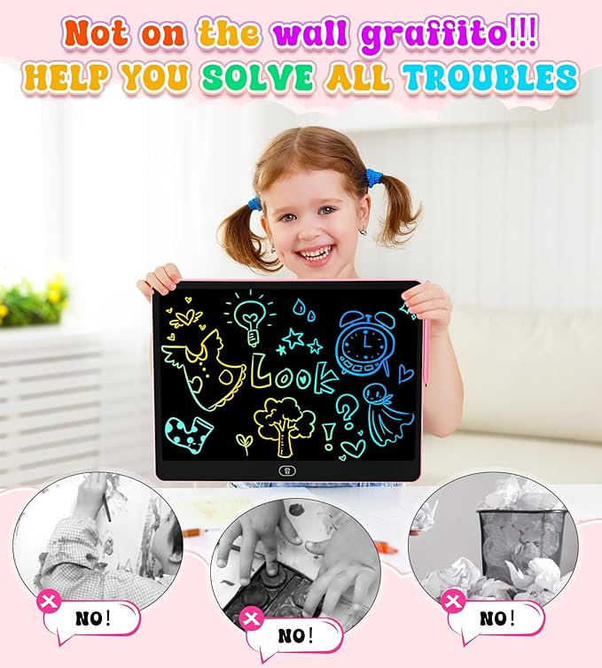 LCD Writing Tablet for Kids, 16 Inch Colorful Doodle Board Drawing Tablets, Toddler Educational Learning Toys for 3 4 5 6 7 8 Year Old Boys Girls Birthday Christmas Gift