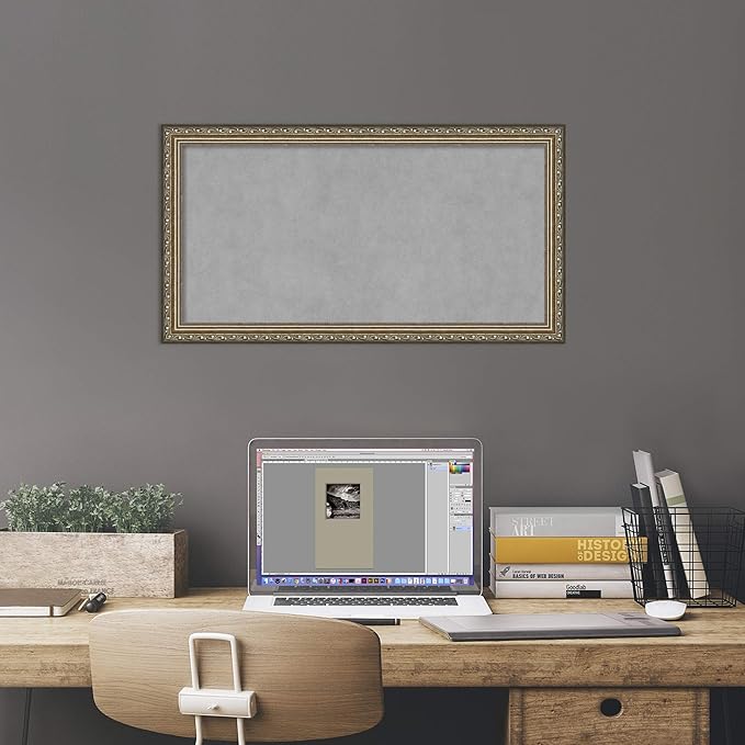 Amanti Art Silver Framed Magnetic Board 14x26 Small Vision Board for use with Magnets, 100% Metal Sheet to Display Items as Office Decor or for Home Organization in mudroom, Kitchen or Kids Room