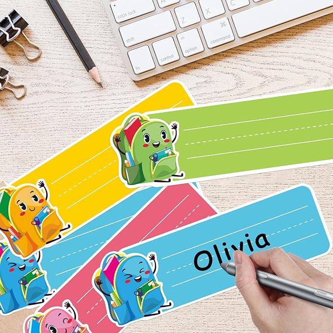 PETCEE Name Plates for Classroom Student Desks - 36Pcs Personalized Schoolbag Desk Name Tags Stickers Self Adhesive Names Labels for Kindergarten Preschool Elementary Back to School Teaching Supplies