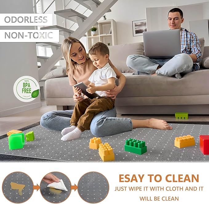 Office Chair Mat for Carpets - 46” x 60” Clear Carpet Chair Mats for Low Pile Carpeted Floors Home Office, Studded Floor Mat for Office Chair on Carpet