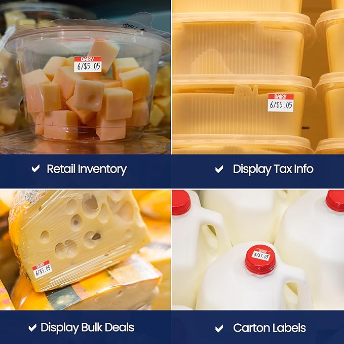 Perco Orange Reverse Print on White Dairy Labels to fit Monarch 1110 Price Gun - 16 Rolls, 17,000 Labels with Ink Roll Included