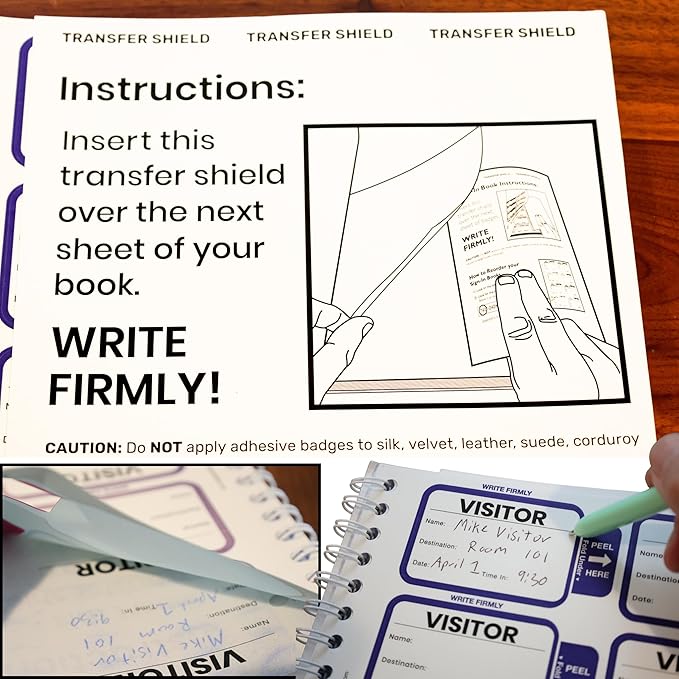 Specialist ID Visitor Log Book for Business or Schools - Expiring Visitor Sticker Badges and Sign in Book with Carbon Copy Record Keeping for Guest Tracking - Spiral Binder Registry (500 Badges)
