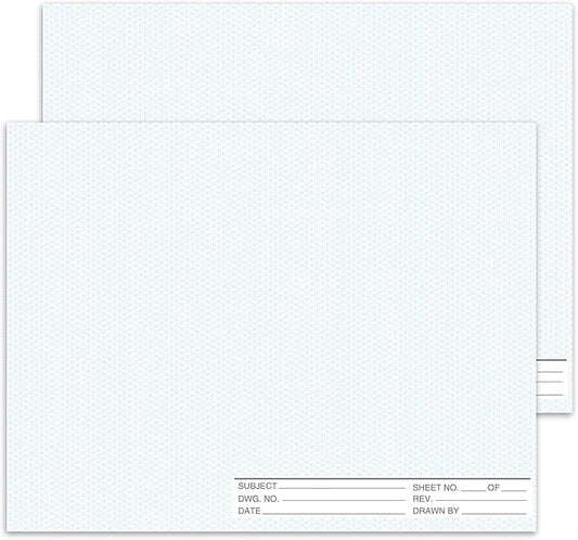 2 Pack 50 Sheets 22" x 17" Isometric Graph Paper Pad Landscape for 3D Designs Architecture Landscaping Engineering Drafting