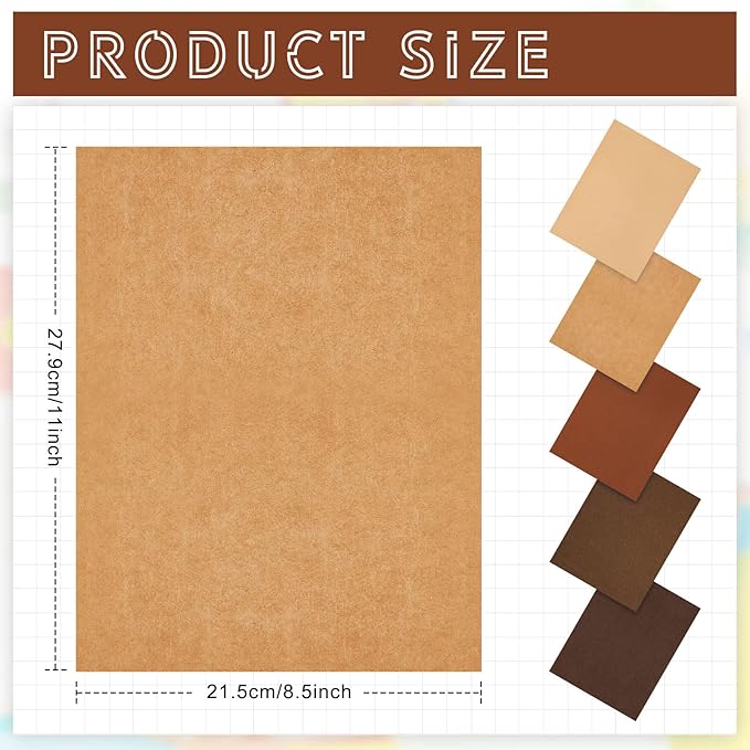 Sinmoe 100 Sheets 5 Shades Cardstock Paper 8.5 x 11 Inches 180gsm Solid Core Printer Paper for Scrapbooking DIY Arts Crafts Making Office Home Supplies (Brown Series)