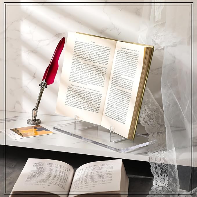 Jetec Acrylic Book Stand Clear Easel Stand for Display Acrylic Plate Postcard Picture Display Holder for Picture Book Decorative Plate Platter Photo(8 x 5 x 8 Inch)