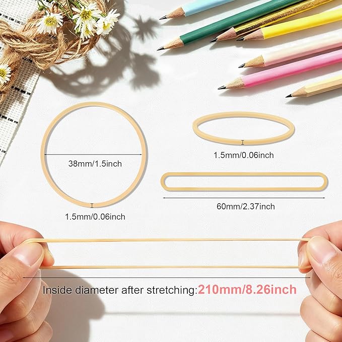 Rubber Bands Office Supplie 1100Pcs(approx. 1LB) Size #16 Rubberbands Light Brown Elastics Rubber Bands Thin Small Rubber Band for Office Home Supply File Folder