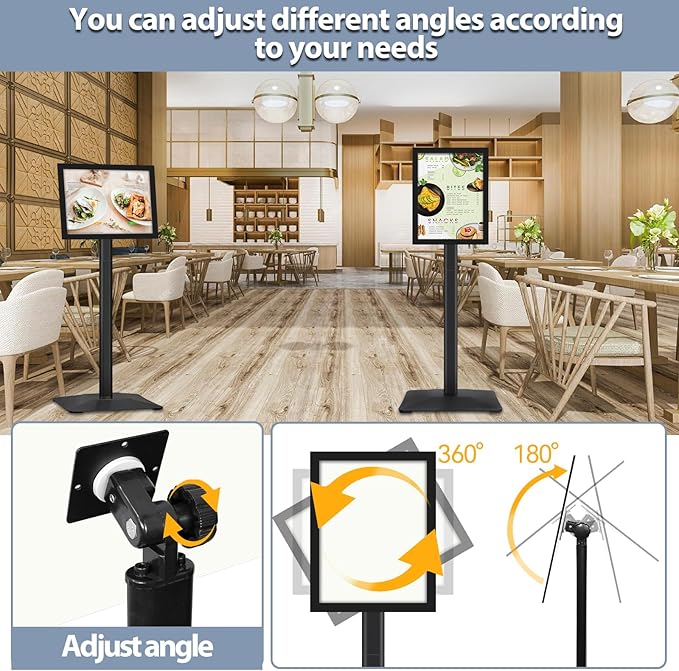 STANDNEE Heavy-duty 8.5x11 in Sign Stand Holder Floor Stand Sign, Poster Display Standing Signs with PVC Magnetic Frame & Heavy-duty pedestal, Black
