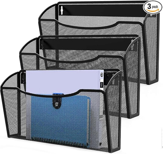 MINDEPOT Wall File Organizer,Hanging Wall Mounted File Folder Binder Holder Mail Organizer for Office,Home and School Supplies