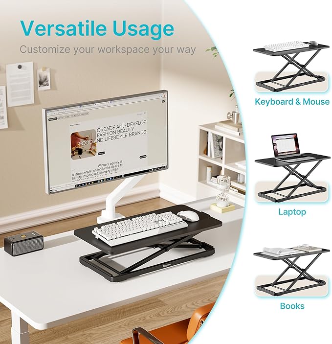 PEGZONE Keyboard and Mouse Riser, 24" x 12" Ergonomic Keyboard Riser, Height Adjustable keyboard stand for desktop, Standing Keyboard Tray, Black