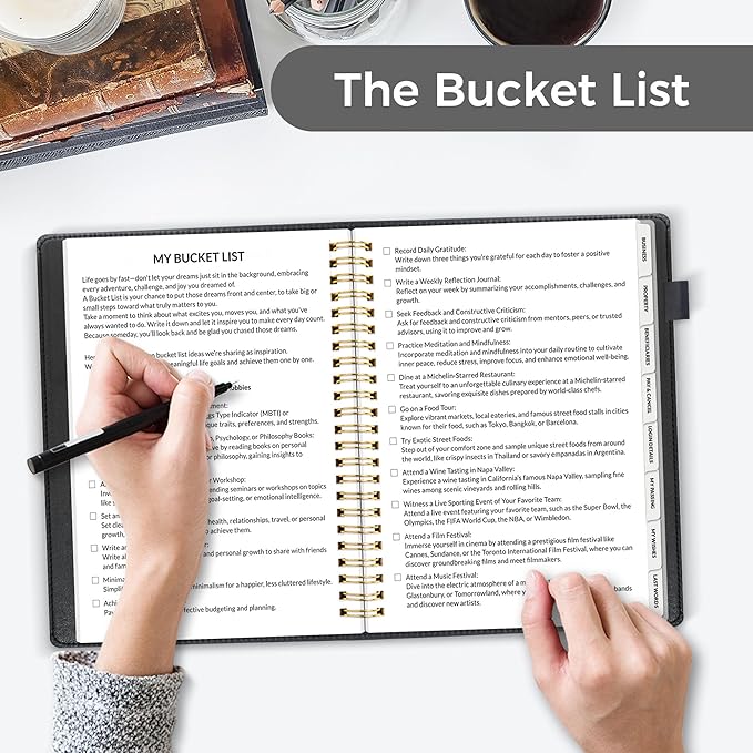 SUNEE End of Life Planner - I‘m Dead Now What Planner, Large Print Spiral-Bound Estate Organizer with Tabs for Seniors & Family. Covers Final Wishes, Passwords & Funeral Planning.A5 (6.4”x8.5“),Black