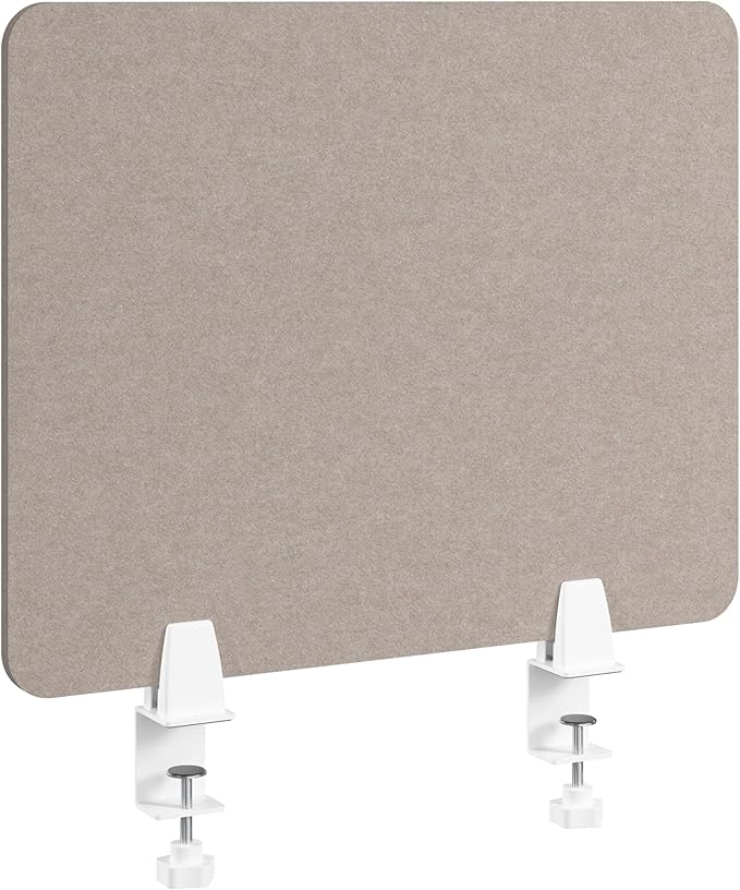 Bush Business Furniture 22W Desktop Privacy Screen in Warm Beige, Desk Mounted Office Partition with Acoustic Sound Dampening Panel